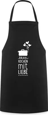 Produktbild von Spreadshirt Kochen Mit Liebe Herz Spruch Kochschürze, One size, Schwarz