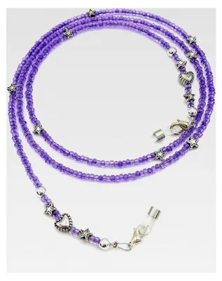 Produktbild von Kette, Brillenkette, Brillenband, Brillenschmuck, Kette für Lesebrille, Glasperlen, Brillenkordel, lila