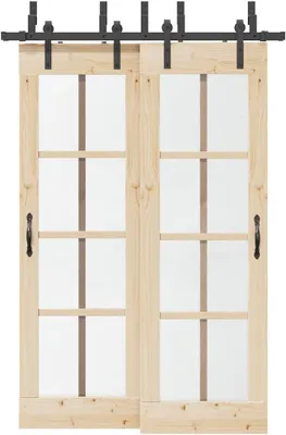 Zdjęcie produktu dla Zestaw okuć do drzwi przesuwanych, 152,5 cm, stal, czarny kolor, system drzwi przesuwnych, okuć do drzwi przesuwnych - 3295719