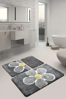 Obrázok produktu pre Mijolnir, Flower - Grey, rohožka do vane, viacfarebná, akryl, 50 x 60 cm