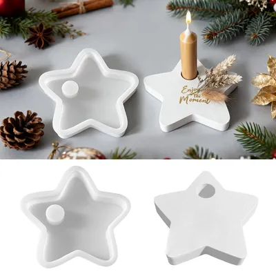 Produktbild von Silikonformen, sternförmige Gussformen, weihnachtliche Silikonformen, Formen für Kerzenhalter, Kerzenformen, Gießformen, Gipsformen zum Basteln