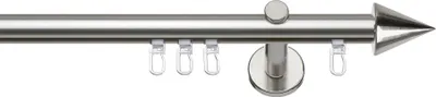 Produktbild von SN Deco Gardinenstange Innenlauf Nizza, 19 mm, 1-läufig, Stahl, Komplett-Set mit Ringen, Profilträger, 160 cm, edelstahl optik