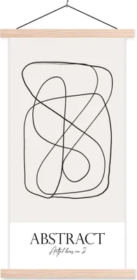Produktbild von MuchoWow® Textilposter Kunst - Linienkunst - Abstrakt 40x80 cm mit holzfarbenen Rahmen - Wohnzimmer