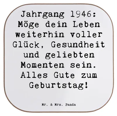Produktbild von Mr. & Mrs. Panda Tischschoner Spruch 1946 Geburtstag - Weiß - Geschenk, Untersetzer für Gläser, Jahrgangsgeschenke, Coaster, Feiern, Tischuntersetzer, Geschenkideen, Glas