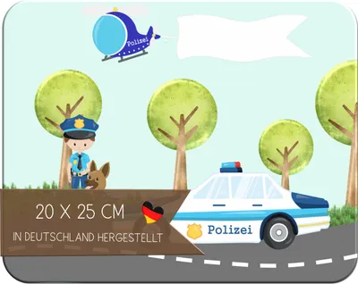 Produktbild von Kinder Frühstücksbrettchen Polizei , Brettchen Kunststoff, 20x25 cm
