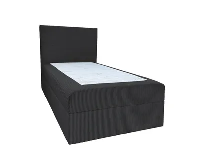 Produktbild von Bett, Boxspringbett, Continentalbett BERG POSO MINI mit Bonell Matratze, Einzelbett mit Container, H3 (100x200 cm, Schwarz - Poso 135, Ohne Topper)