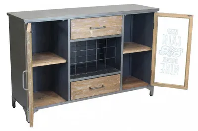 Immagine prodotto di Mobile in legno e acciaio multiuso con ripiani e cassetti 124x39,5xH80 cm