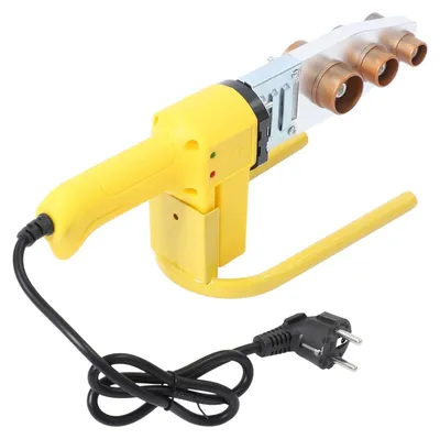 Immagine prodotto di Saldatrice per tubi - Saldatrice per tubi in plastica, adatta per tubi in PPR/PB/PE - 800 W - 220 V - Temperatura costante: 280–300 °C - Con inserti riscaldanti - Colore: giallo