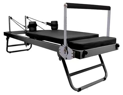 Produktbild von Pilates-Reformer - Klappbares Trainingsgerät - Einstellbarer Widerstand - Für Zuhause - Rumpftraining - Tragfähigkeit 136 kg - Schwarz