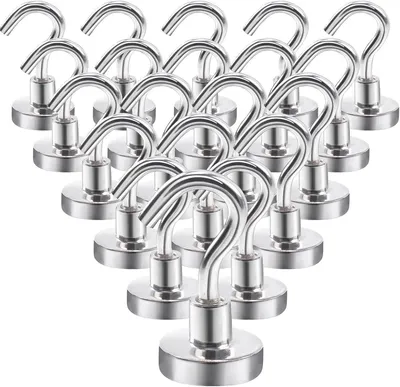 Produktbild von PromoHome® 20 Stück Magnet Haken, kleine Magnet Haken, starke Magnete mit Haken, magnetische Neodym Magnet Haken zum Aufhängen, Küche