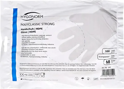 Produktbild von Hygonorm HDPE-Handschuhe "Polyclassic Strong" | 100 Stück : M Größe: M
