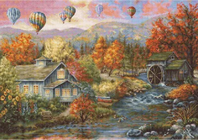 Produktbild von Luca-S gezähltes Set Tappiserie "Autumn Creek Mill", 34x24cm