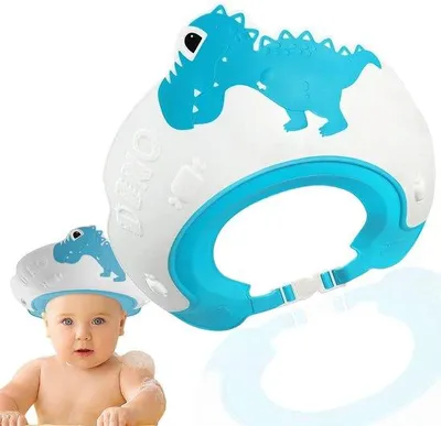 Imagen del producto de Gorros de ducha para bebés con diseño decorativo: gorros elásticos amarillos para niños, con protección contra el champú, para circunferencias de cabeza de 38-60 cm