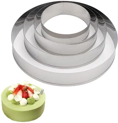 Image de Dailygoods - Ensemble de 4 moules à gâteau - Acier inoxydable - Moules à pâtisserie - Ustensiles de pâtisserie - Qualité professionnelle - 7,5/9,5/12/15 cm - Moules à pâtisserie