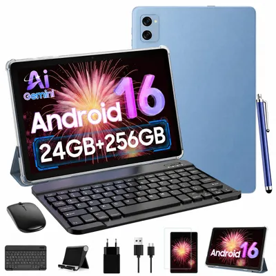 Productafbeelding van BESTTAB T20 10.1'' Android 16 tablet, 24GB (8+16GB uitbreidbaar) RAM + 256GB opslag (uitbreidbaar tot 2TB met TF-kaart), inclusief hoesje/stylus/muis/toetsenbord, Widevine L1, 5G WiFi