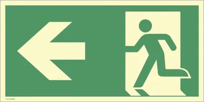 Produktbild von Dreifke® Schild Notausgang links Pfeil links, ISO 7010, PVC-U selbstklebend, ...