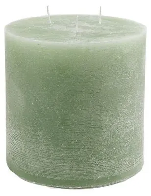 Immagine prodotto di Candela decorativa Stumpenkerze, diametro 15 cm, altezza 15 cm, colore verde chiaro, durata di circa 90 ore.