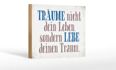 Produktbild von Holzschild Spruch 18x12cm träume nicht dein Leben lebe