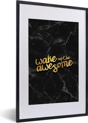 Produktbild von MuchoWow® Gerahmtes Poster Zitate - Cool - Gold - Schwarz 40x60 cm - Poster mit Schwarzem Bilderrahmen Wandposter Rahmen Foto Bilder - Poster in Rahmen