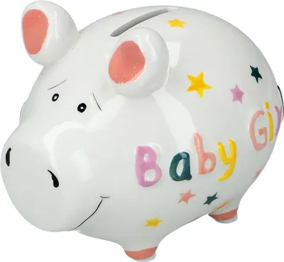 Produktbild von KCG Sparschwein Baby Girl Keramik mit Stopfen 12x10cm