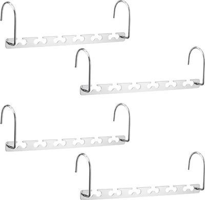 Produktbild von Platzsparende Kleiderbügel, Kleiderbügel aus Metall, 6 x 2 Schlitze, magischer Kleiderbügel, kaskadierender Kleiderbügel, modernes Hakendesign, Kleiderbügel als Schrank-Organizer (4er-Pack)