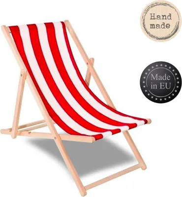 Produktbild von Liegestuhl Klappbar Holz Balkon Liege Klappstuhl Campingstuhl Gartenliege Strandliege - gestreift