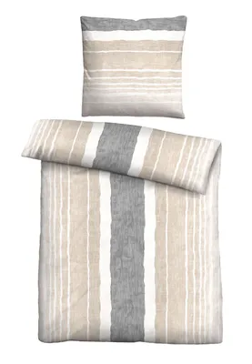Productafbeelding van Biber dekbedovertrek set, gestreept, 135x200 cm + 80x80 cm, 2-delig