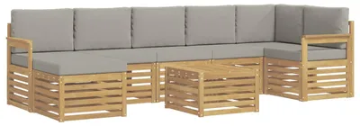 Produktbild von vidaXL Outdoor-Sofagarnitur 7 pcs Weiß und Hellgrau 59 x 59 x 37 cm