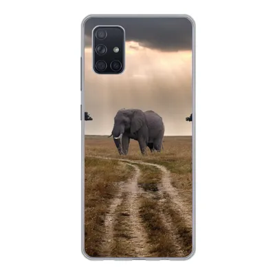 Produktbild von MuchoWow® Handyhülle Schutzhülle Hülle für Samsung Galaxy A71 Elefant - Tiere - Wiese - Sonne Silikon Softcase Handy Hülle - Kartenbesitzer