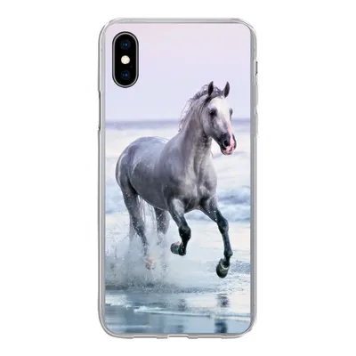 Produktbild von MuchoWow® Handyhülle Schutzhülle Hülle für iPhone Xs Pferd - Meer - Pastell Silikon Softcase Handy Hülle - Handytasche