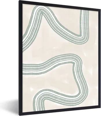 Produktbild von MuchoWow® Gerahmtes Poster Linie - Abstrakt - Design 60x80 cm - Poster mit Schwarzem Bilderrahmen Wandposter Rahmen Foto Bilder - Premium - Wanddeko Wohnzimmer