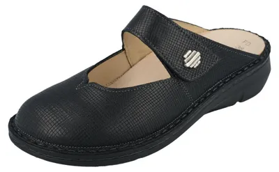 Zdjęcie produktu dla Finn Comfort Roseau mule damskie czarne skórzane wygodne - mule damskie / separatory palców, czarne, skóra (ostrokrzew)