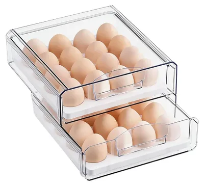 Eieraufbewahrung 32er, ausziehbar, 2 Lagen, transparent, stapelbar