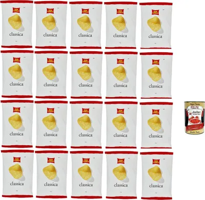 Produktbild von San Carlo Classica Chips Patatine Kartoffelchips gesalzen 20x 50g Kartoffel chips + Italian Gourmet polpa 400g