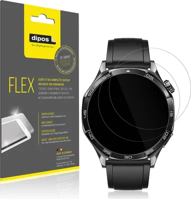 Produktbild von 2x Schutzfolie für Huawei Watch 5 46mm Folie, 100% Displayabdeckung, dipos Flex
