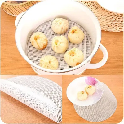 5PCS Wiederverwendbare Antihaft Runde Dampfmatte - Silikon Dampfpolster für Dim Sum, Backwaren, Küchenzubehör - 20cm