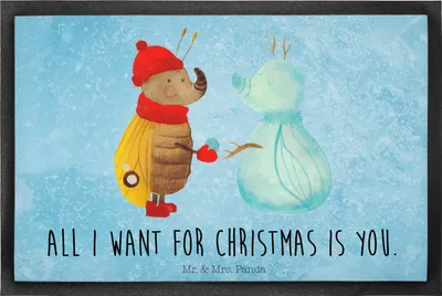 Produktbild von Mr. & Mrs. Panda Fussmatte Nachtfalter Schneemann 40 x 60 cm - Eisblau - Geschenk, Winter, Weihnachten, Schnee, Schmutzfangmatte, fußmatte, Winterzeit, Schmutzmatte