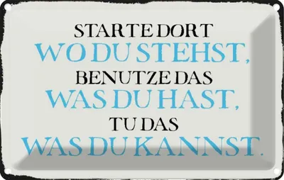Produktbild von vianmo Blechschild 12x18 cm starte dort wo du stehst benutze Spruch Zitat