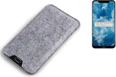 Produktbild von K-S-Trade Filz Handyhülle kompatibel mit Nokia 7.1 Plus Schutzhülle Filztasche Filz Tasche Case Sleeve Handy Hülle Filzhülle grau