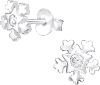 Produktbild von 925 Sterling Silber Ohrstecker Schneeflocke mit Zirkonia