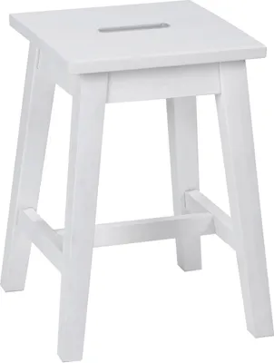 Produktbild von Hocker - H 45 cm - Weiß - Kiefernholz massiv