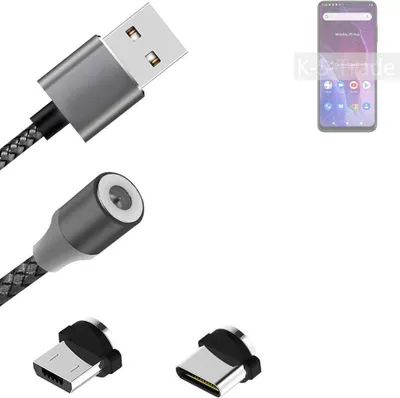 Produktbild von K-S-Trade Hochwertiges Magnet-Lade-kabel Sync-Kabel Daten-Kabel kompatibel mit Cubot P60 mit USB-Typ-C-Anschluss und Micro-USB-Anschluss 2A bis zu