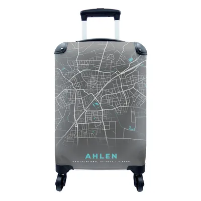Produktbild von MuchoWow® Koffer Handgepäck Trolley Rollkoffer Kleine Reisekoffer mit 4 Rollen - Blau - Deutschland - Karte - Stadtplan - Ahlen - Cabin Size < 55x40x23 cm & 55x40x20 cm - Fotokoffer - Kabinenkoffer - Boardgepäck - Reise-Box - Reisekoffer - Reisegepäck - Koffer mit Bild - Trolley für Kinder