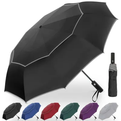 Image de Omgoods - Parapluie pliable automatique résistant au vent, avec 10 baleines, 157 cm