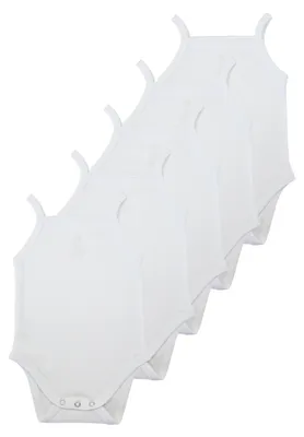 Image de Body bébé lot de 5 fines bretelles – body naissance 100 % coton, taille 80, blanc
