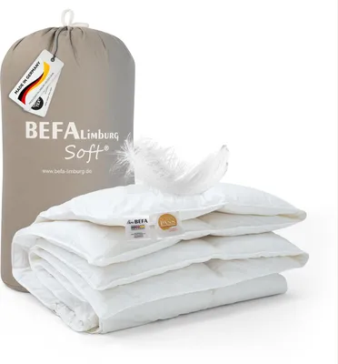 Produktbild von BEFA SOFT Daunendecke Ganzjahr 135x200 cm | Federbettdecke 90% Federn & 10% Daunen atmungsaktiv pflegeleicht für Allergiker (NOMITE) Tierwohl