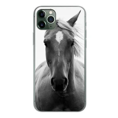 Produktbild von MuchoWow® Handyhülle Schutzhülle Hülle für iPhone 11 Pro Max Pferd - Tier - Schwarz - Weiß Silikon Softcase Handy Hülle - Schutz