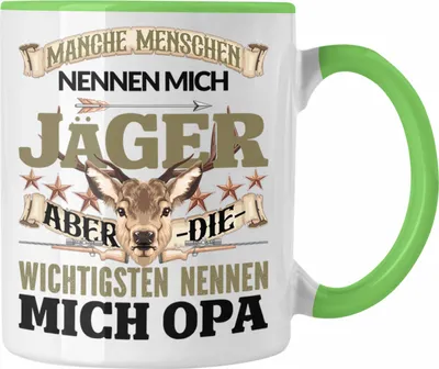 Produktbild von Trendation - Opa Jäger Tasse Geschenk Jagd Geschenkidee für besten Jäger Opa Vatertag (Grün)