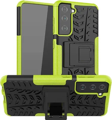 Produktbild von Conie Outdoor Schutzhülle für Samsung Galaxy S21 FE Hybrid Silikon Hard Case Cover Hülle mit Ständer in Grün
