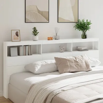 Produktbild von Möbel LED-Kopfteil mit Ablagen Weiß 220x17x102 cm - Kopfteile &37471